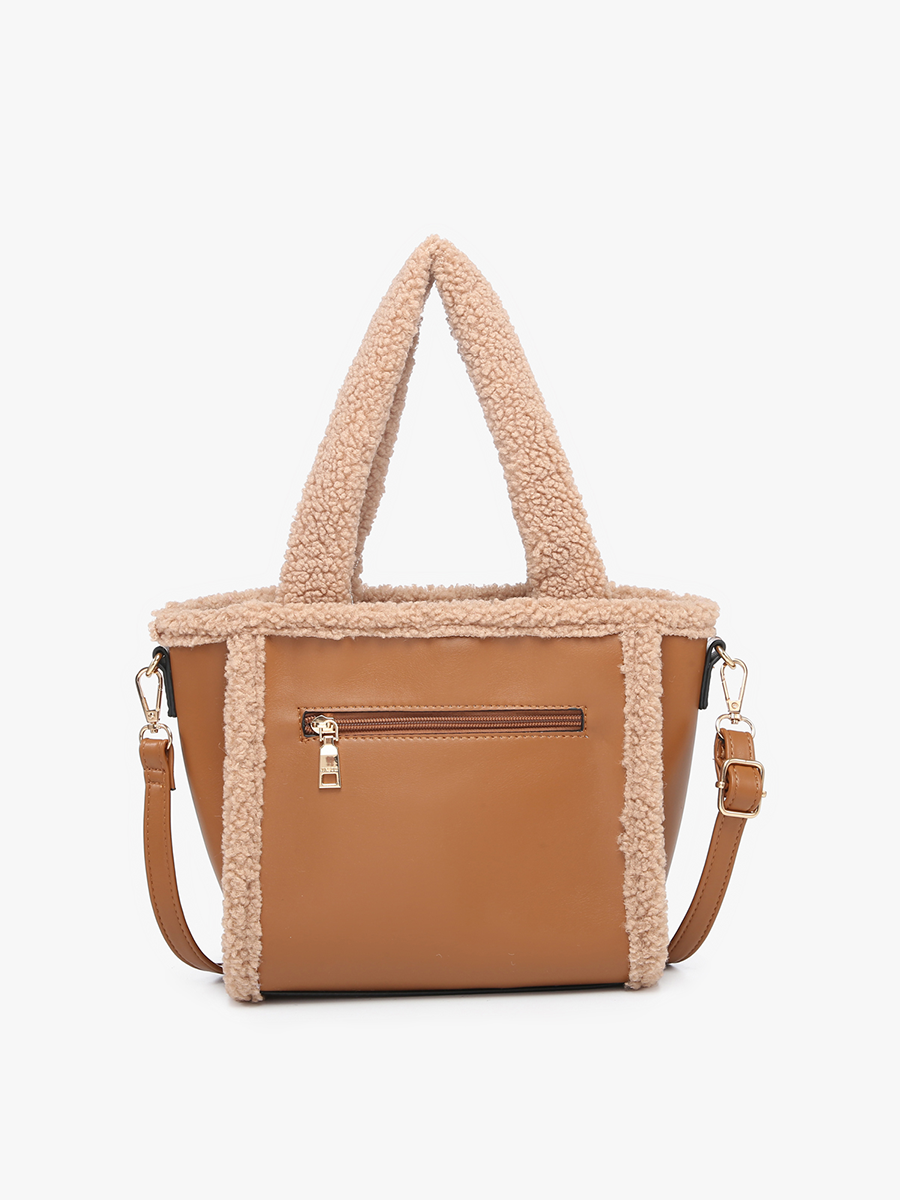 Helsinki Sherpa Trim Satchel/Crossbody: Pink/Mauve