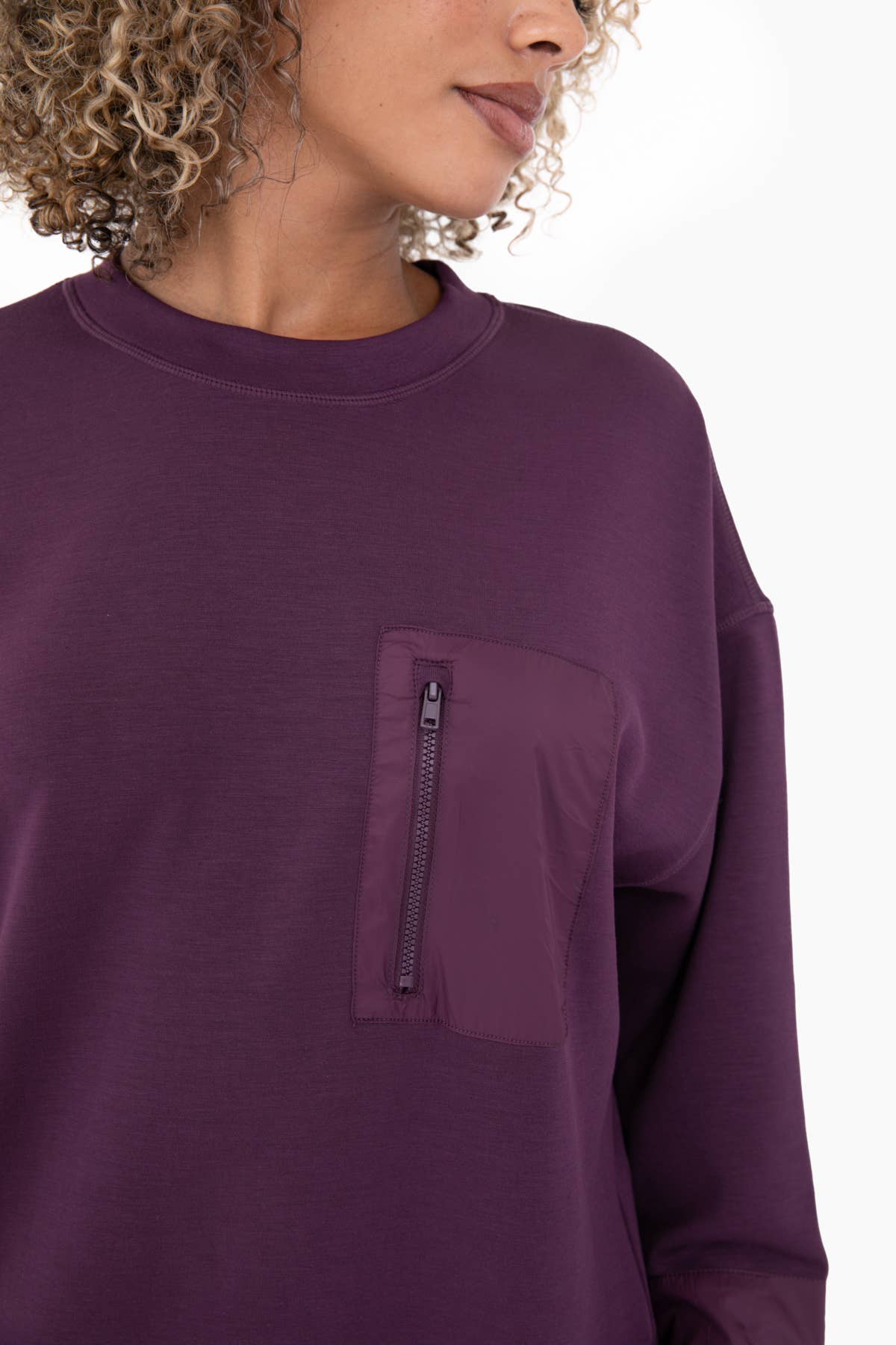 Modal-Blend Crewneck Pullover in Plum