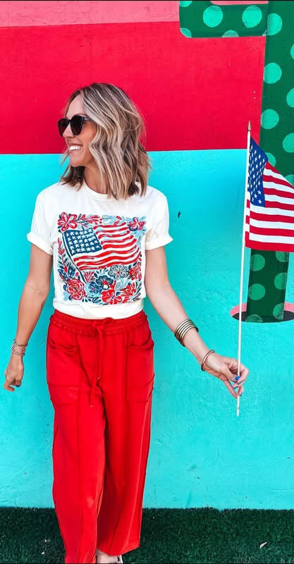 Flags &amp; Flowers Graphic Tee