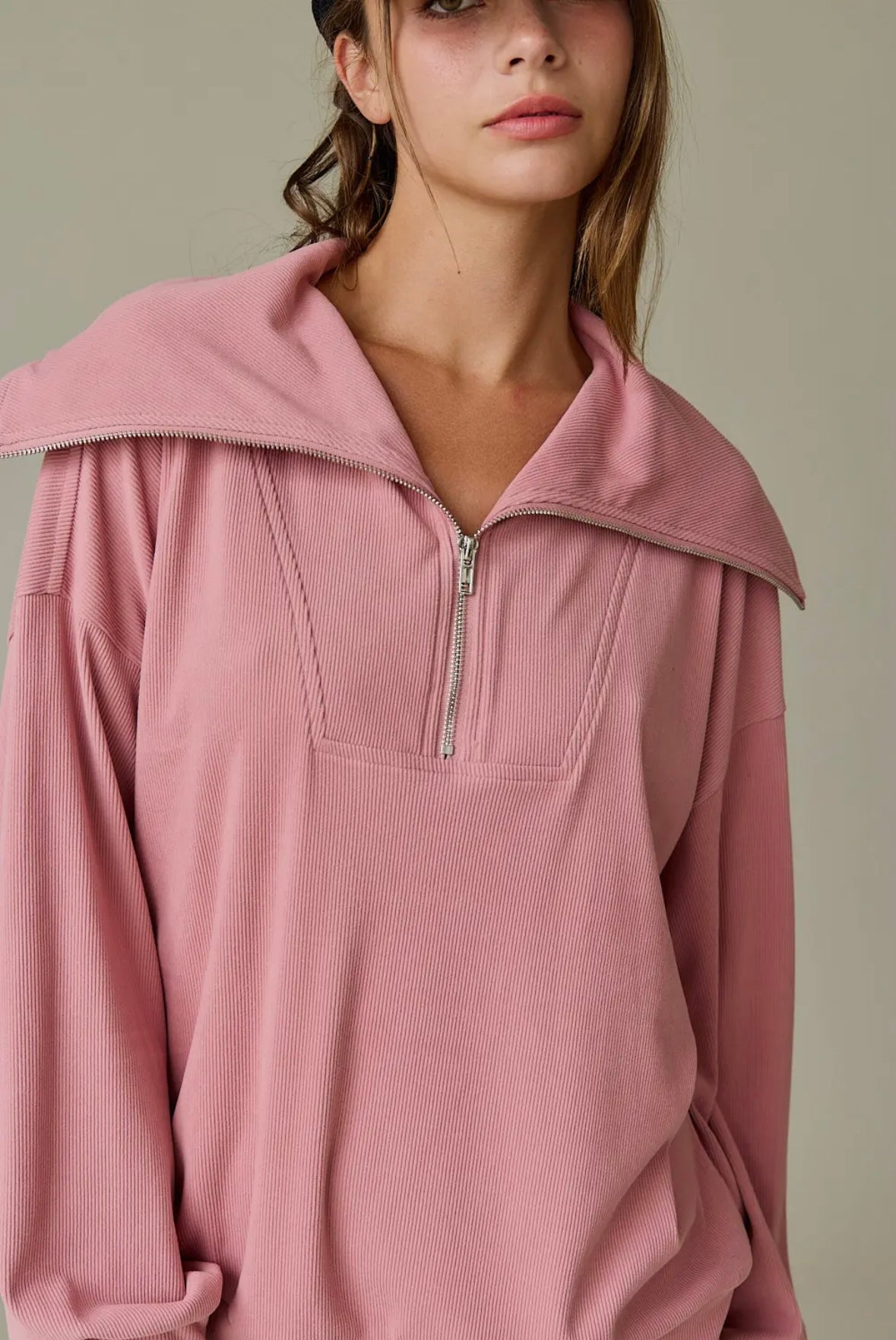 Emilia Soft Ribbed Pullover Sweatshirt