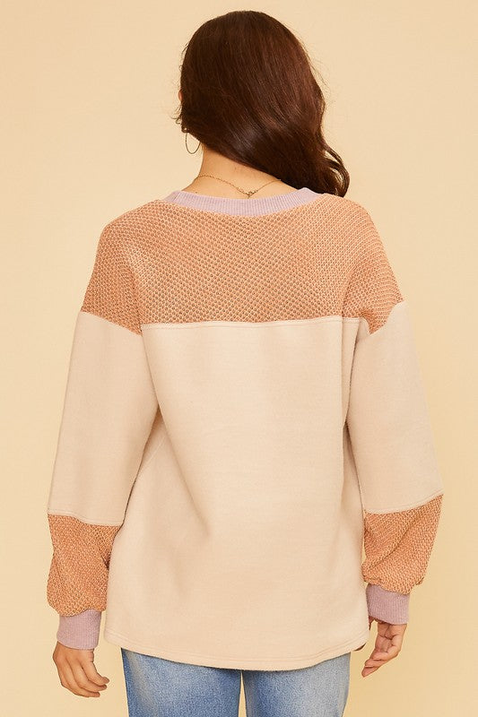 Lavinia  Mixed Fabric Sweatshirt