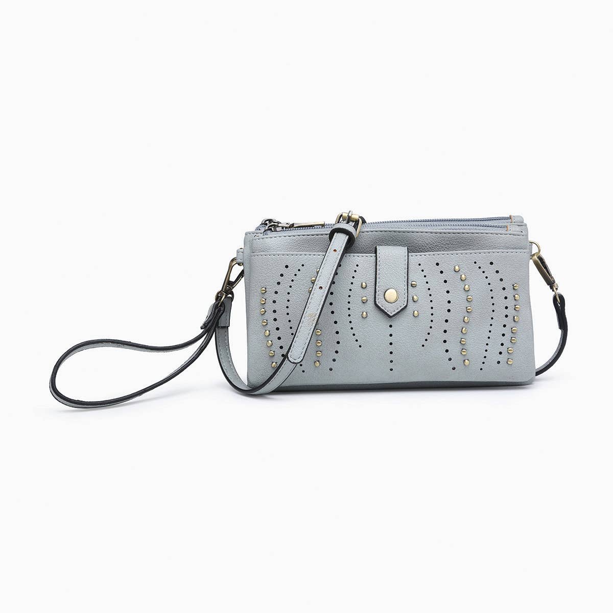 Ayra Studded Front Wallet/Clutch: Brown