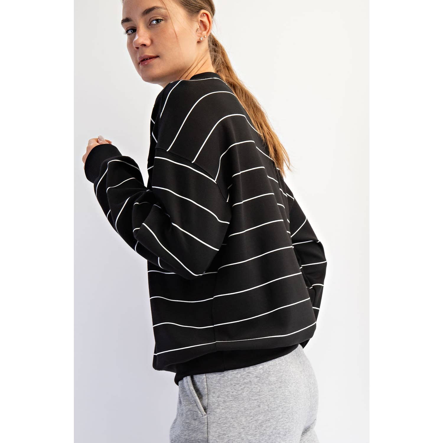 Scuba Striped Sweatshirt: Dk Cherry/Cream