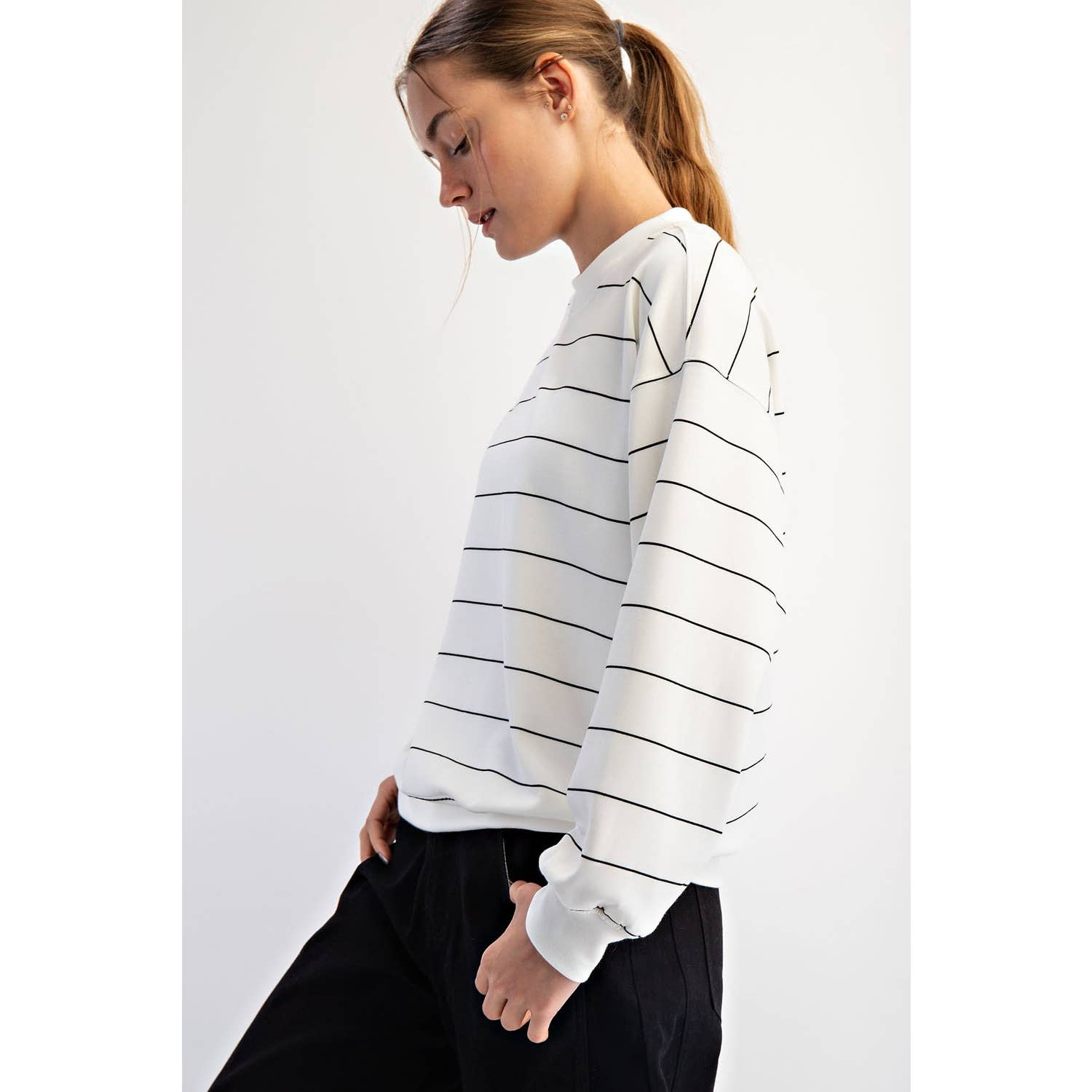 Scuba Striped Sweatshirt: Dk Cherry/Cream