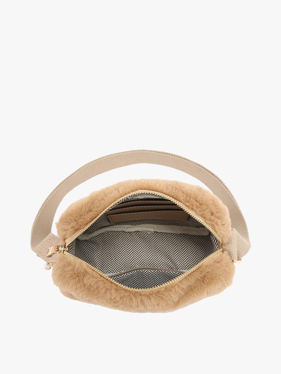 Geneva Faux Fur Belt Bag/Crossbody: Off White