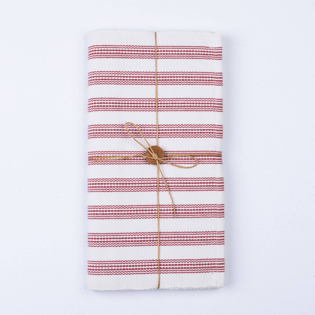 White &amp; Red Stripe Woven Table Runner