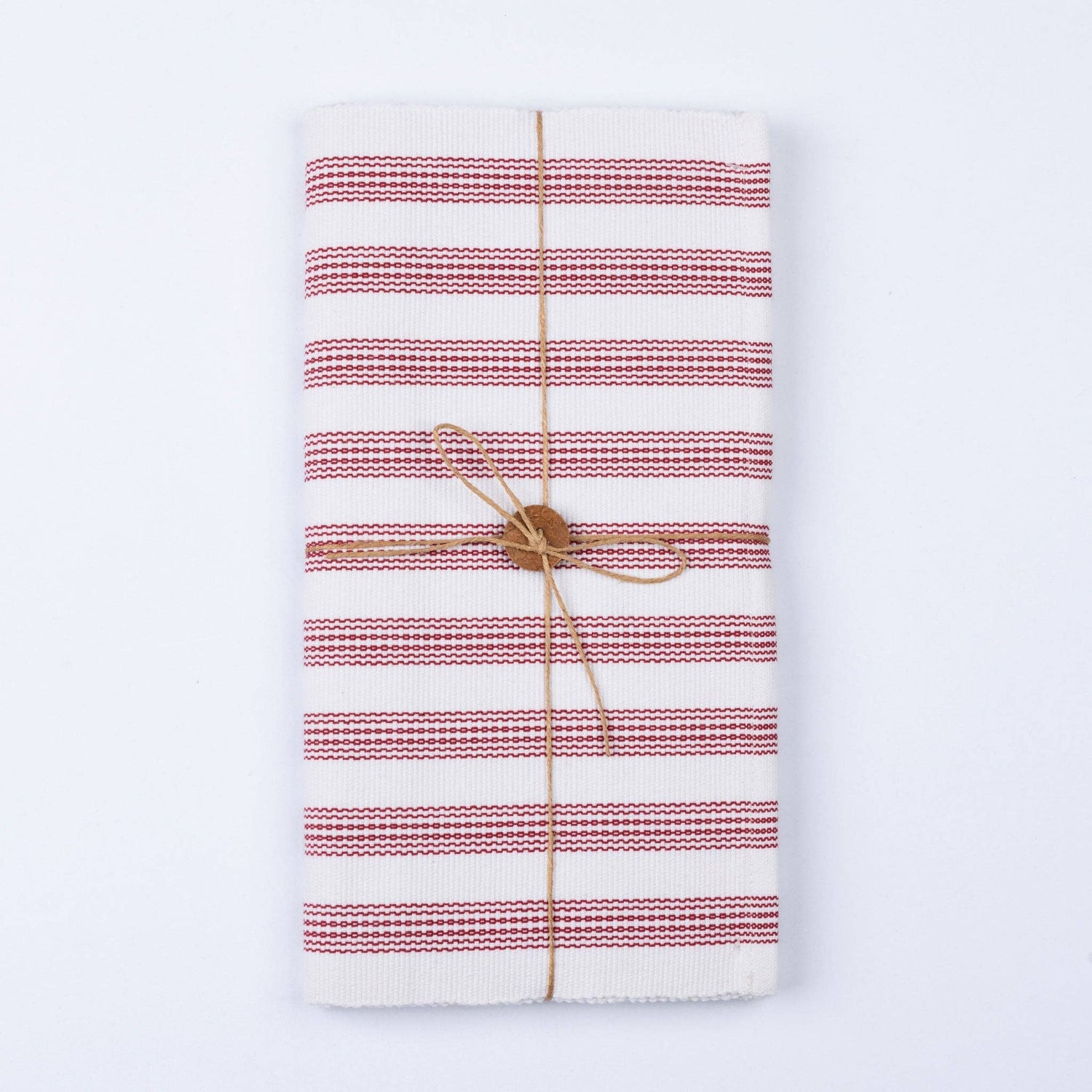 White &amp; Red Stripe Woven Table Runner