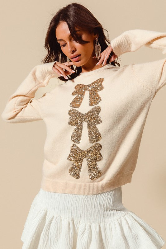 Golden Memories Bow Sweater