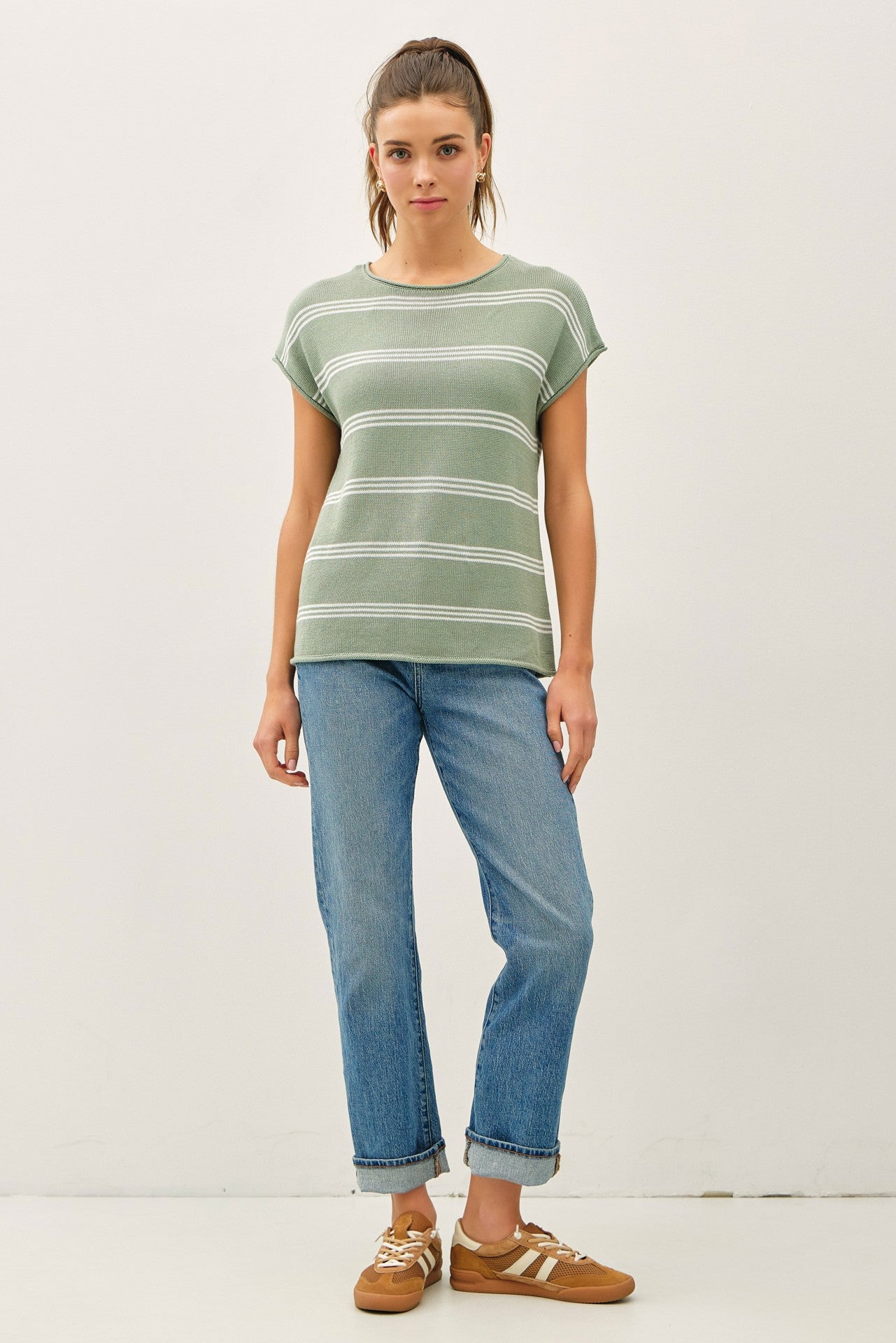 Hello Morning Sage Knit Top