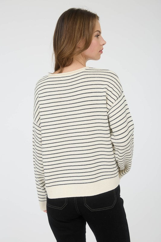 Button Me Up Striped Cardigan Sweater