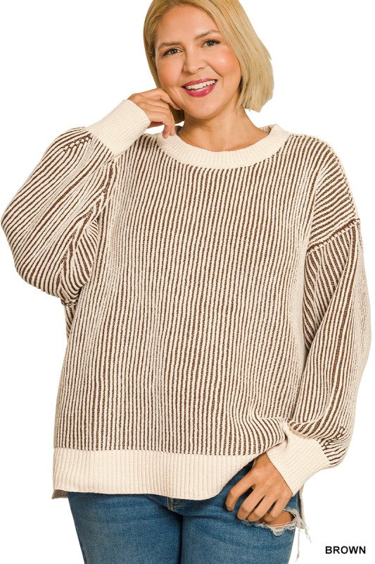 Changing Seasons Soft Stripe Sweater - Brown/Cream