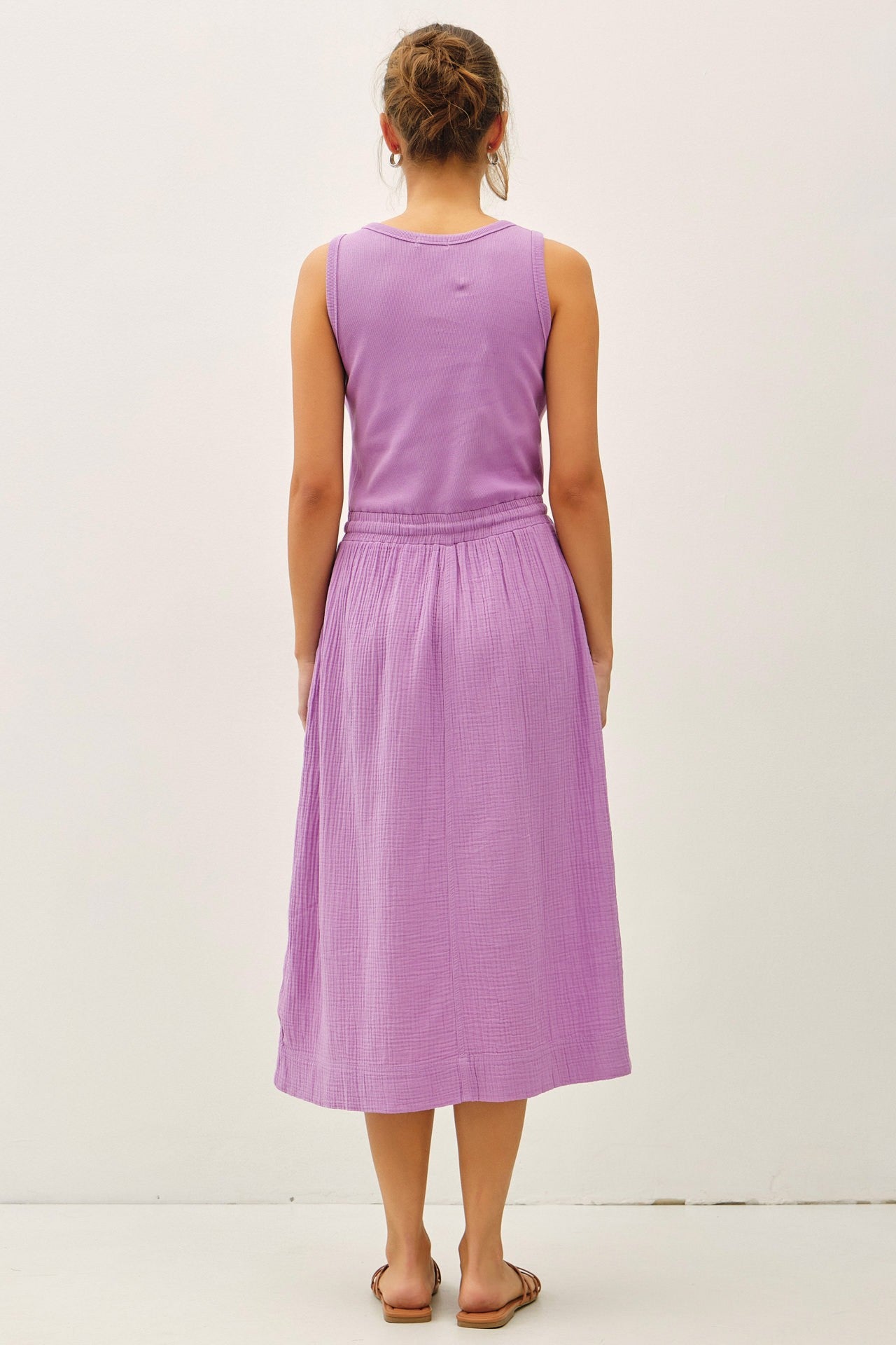 Laylani Cotton Gauze Lilac Midi Dress