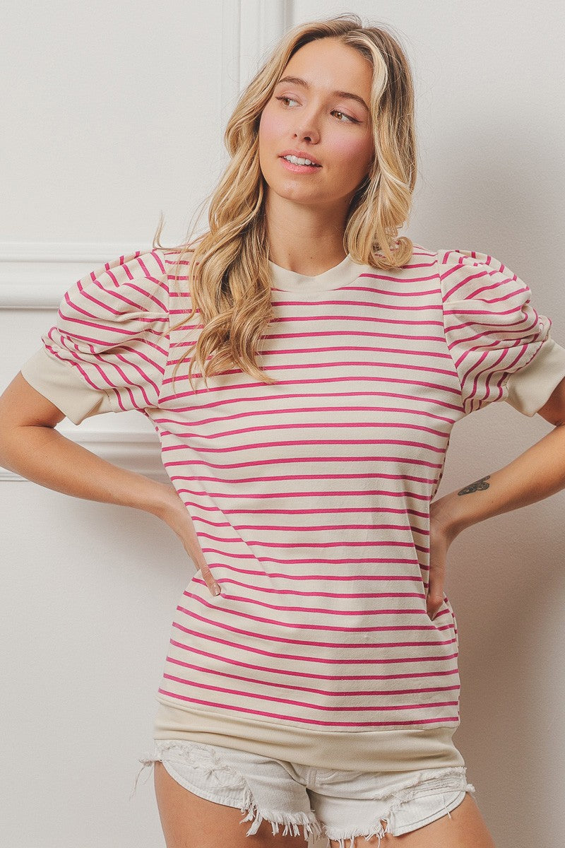 Emrynn Stripe Puff Sleeve Tee