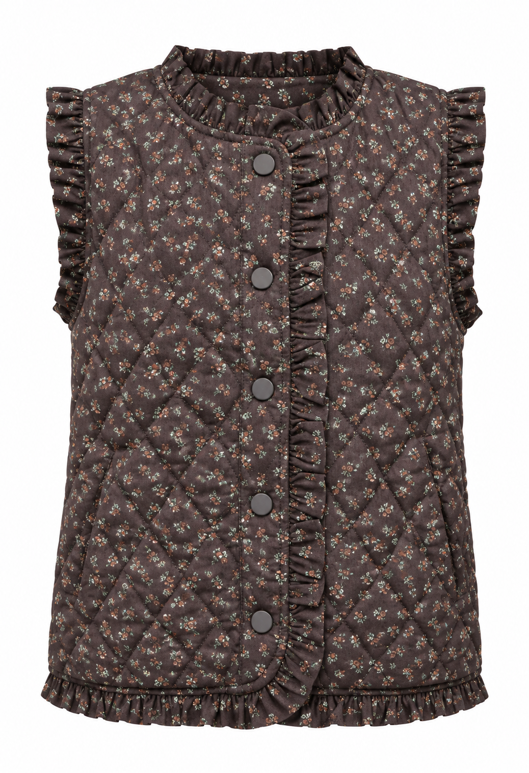 Country Ruffles Brown Floral Vest