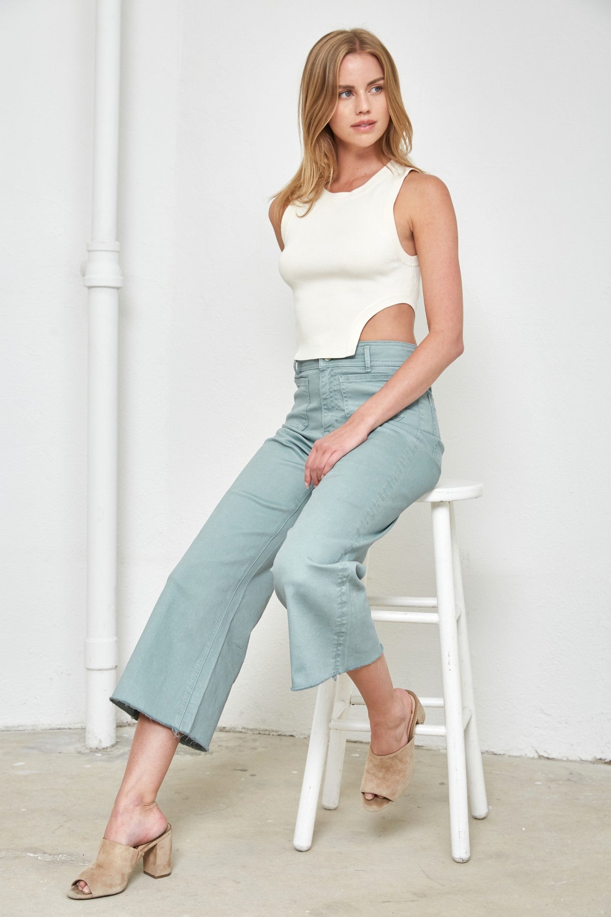 MICA Mint Crop Wide Leg Jeans