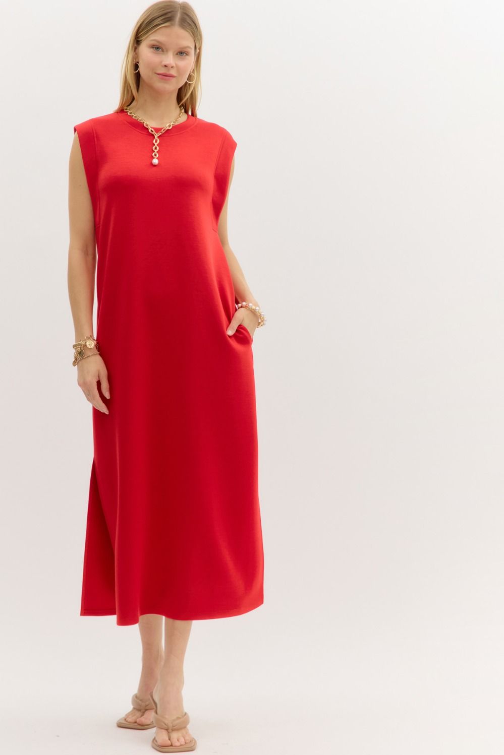 In My Closet Red Scuba Dress