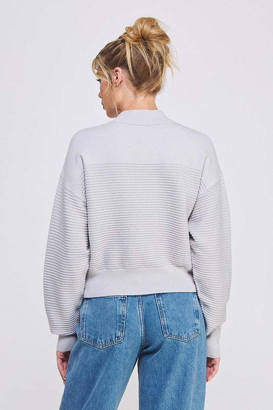 Coffee and Shopping Gray Zip Sweater