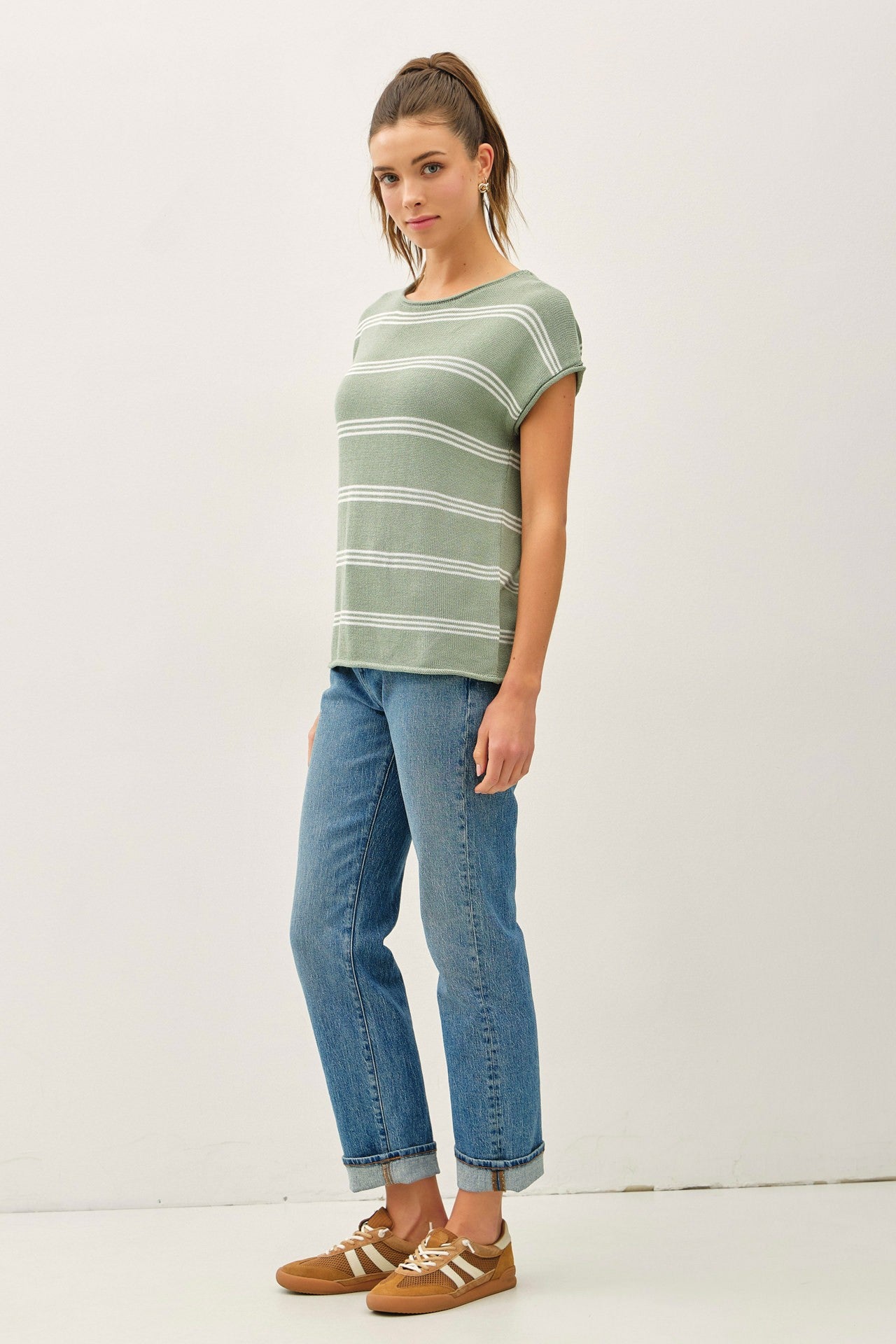 Hello Morning Sage Knit Top