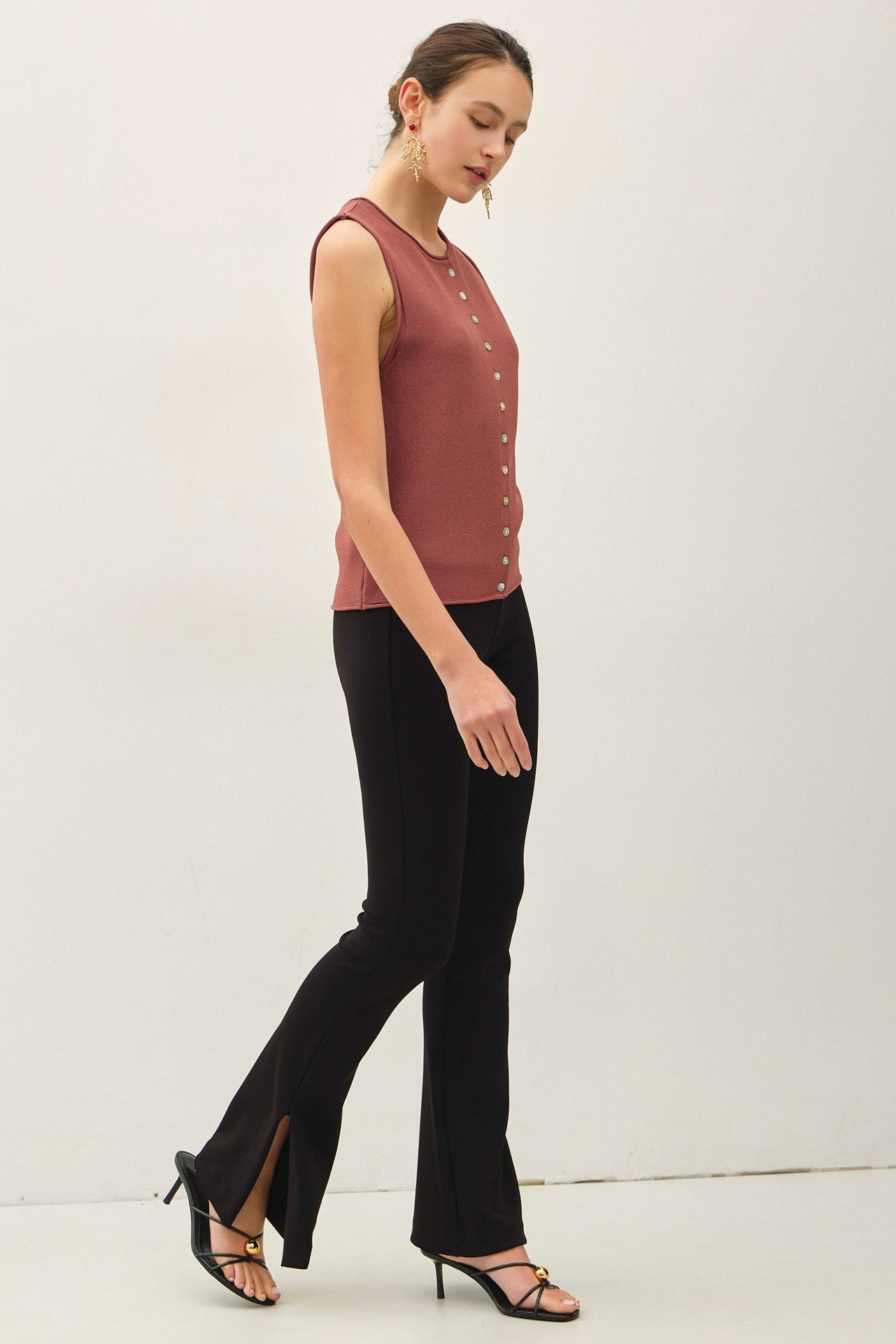 Jannie Terracotta Sleeveless Knit Top