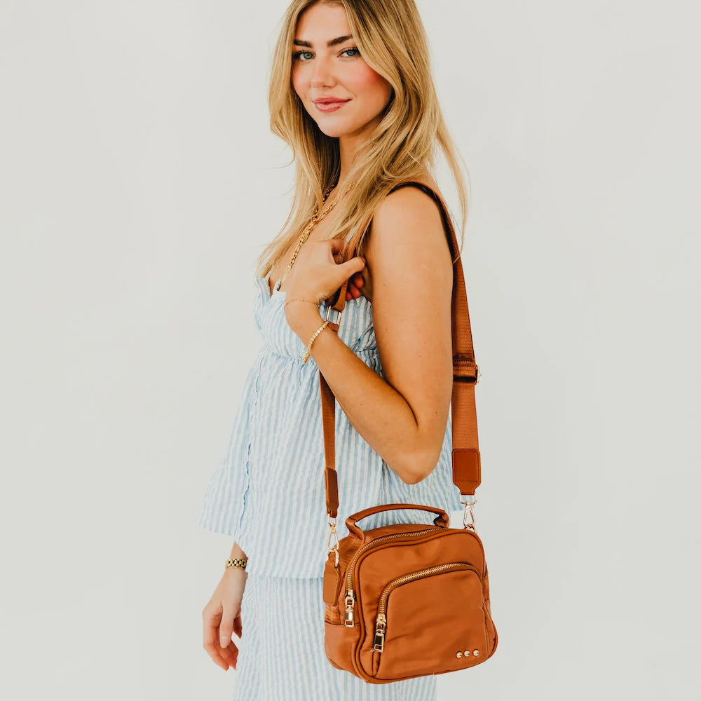 Nisha Nylon Crossbody- Brown or Taupe