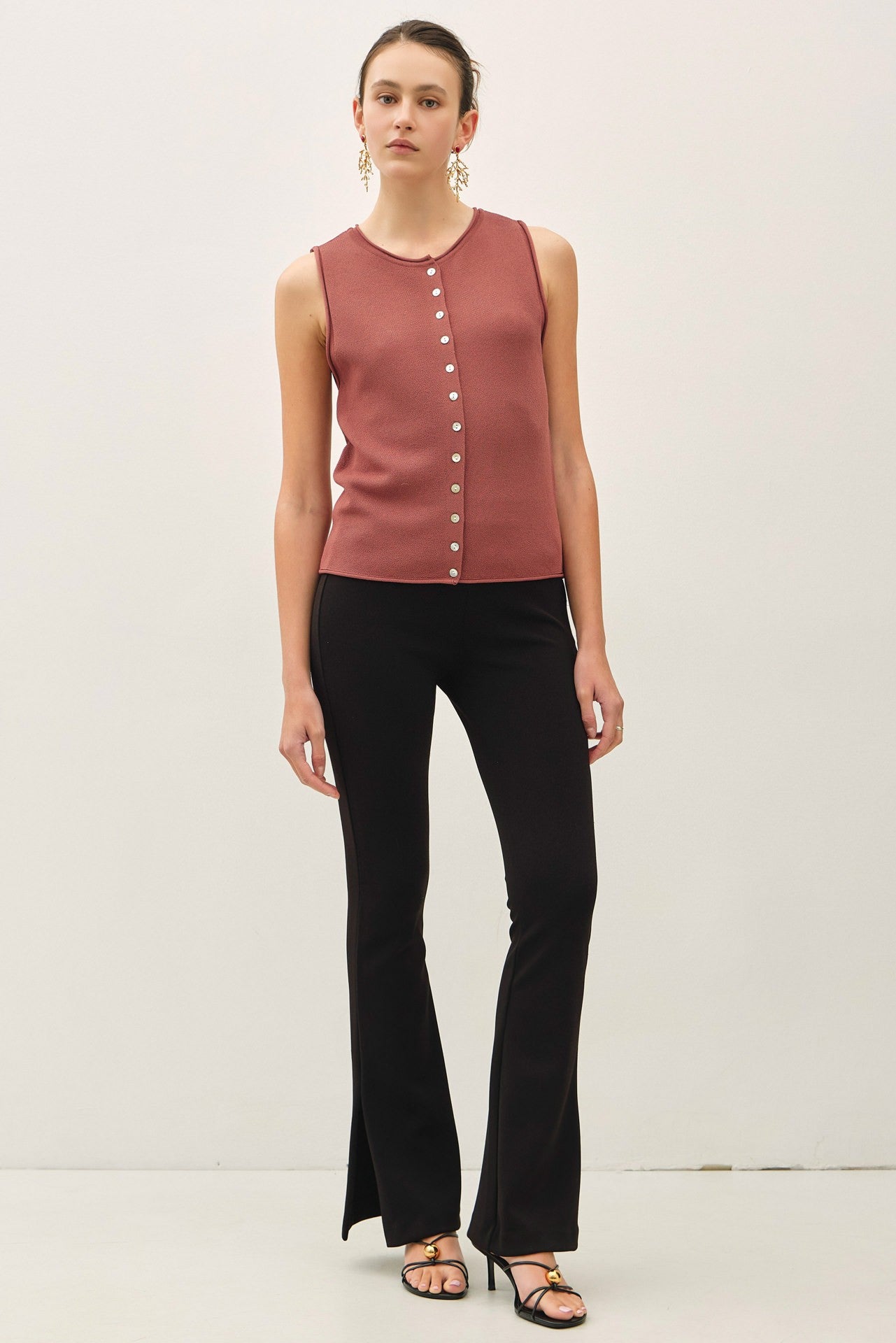 Jannie Terracotta Sleeveless Knit Top