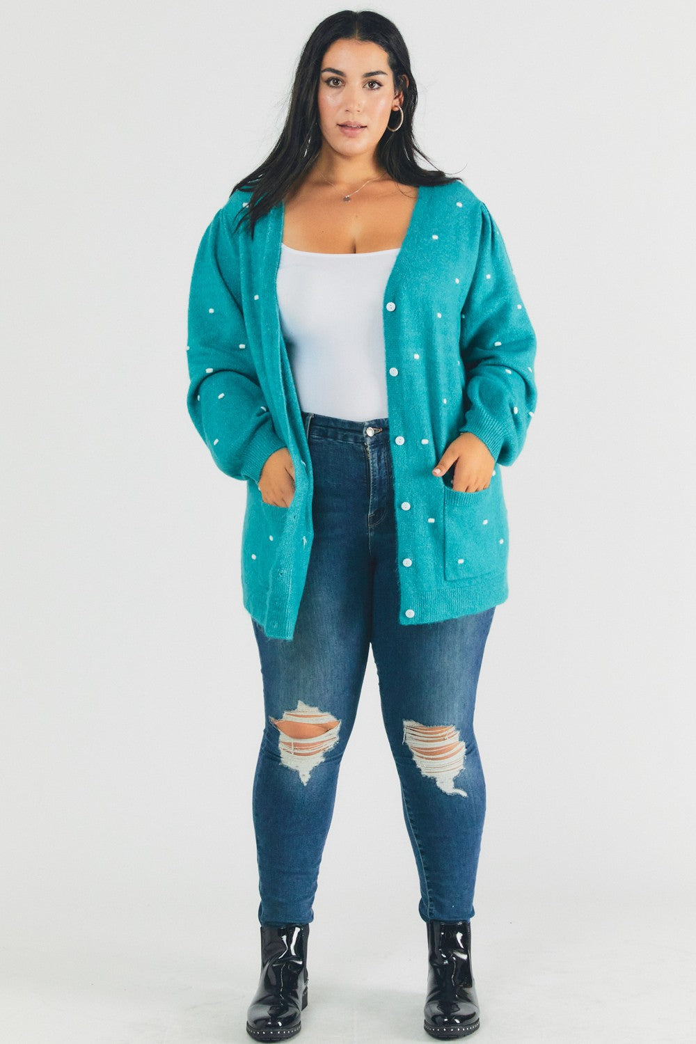 Teal Dot Cardigan