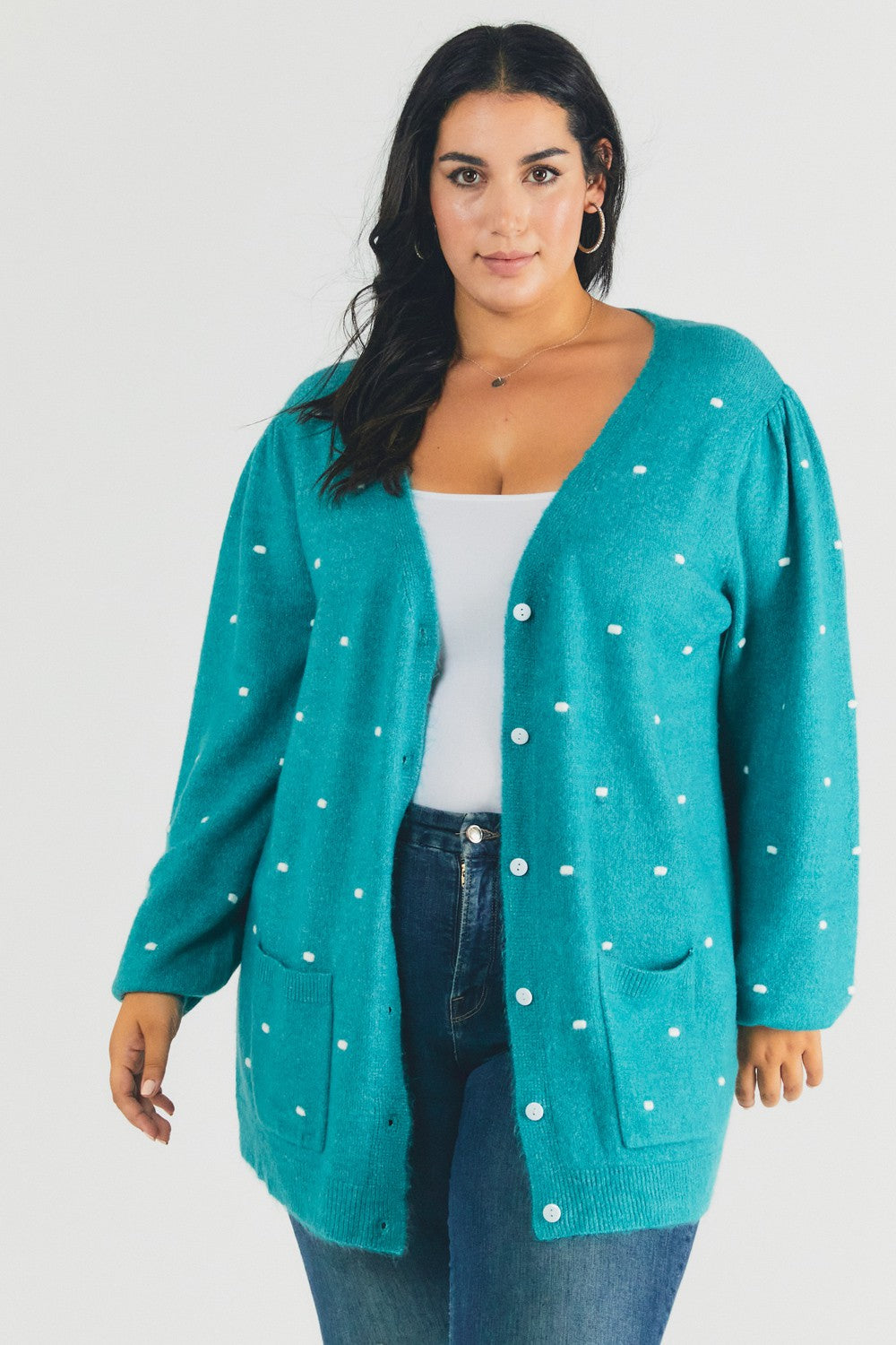 Teal Dot Cardigan