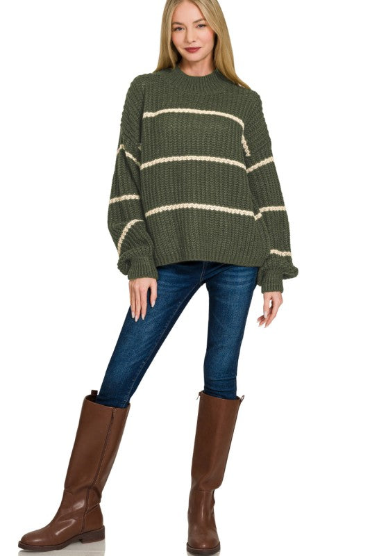 Olive Striped Sweater