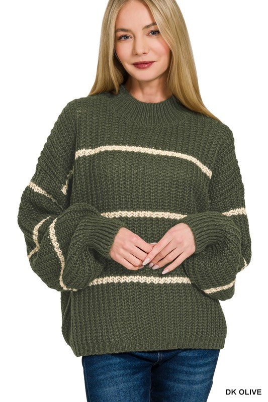 Olive Striped Sweater