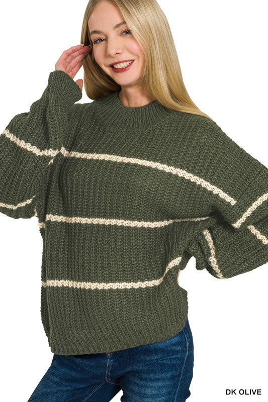 Olive Striped Sweater