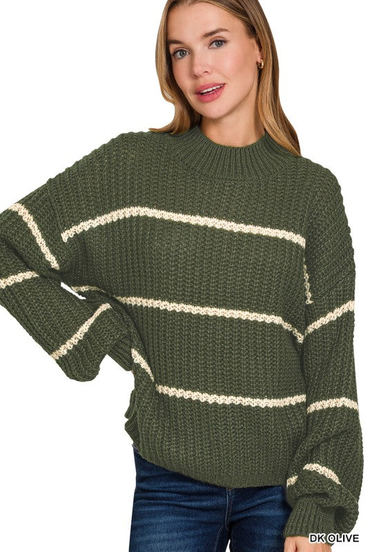 Olive Striped Sweater