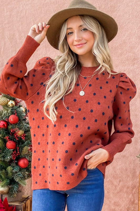 Maggie Rust Dot Puff Sweater