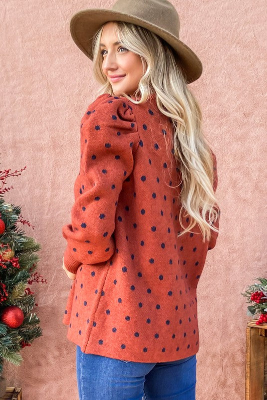 Maggie Rust Dot Puff Sweater