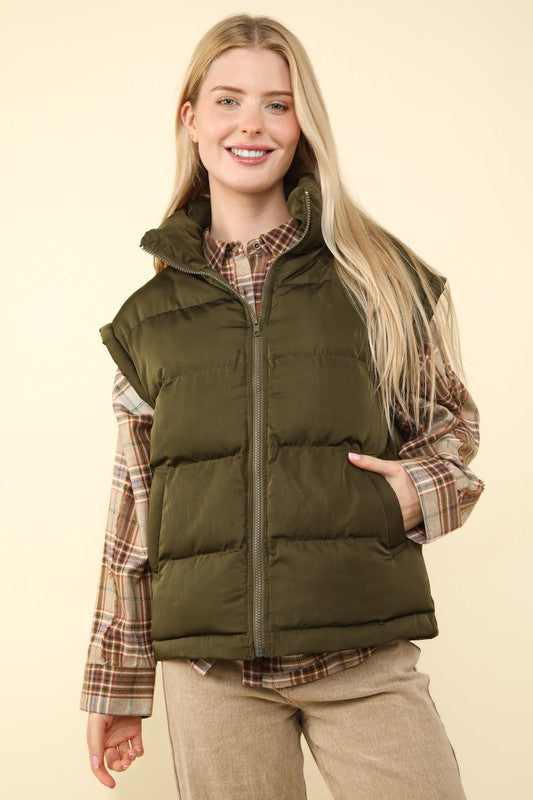 Percy  Olive Puffer Vest