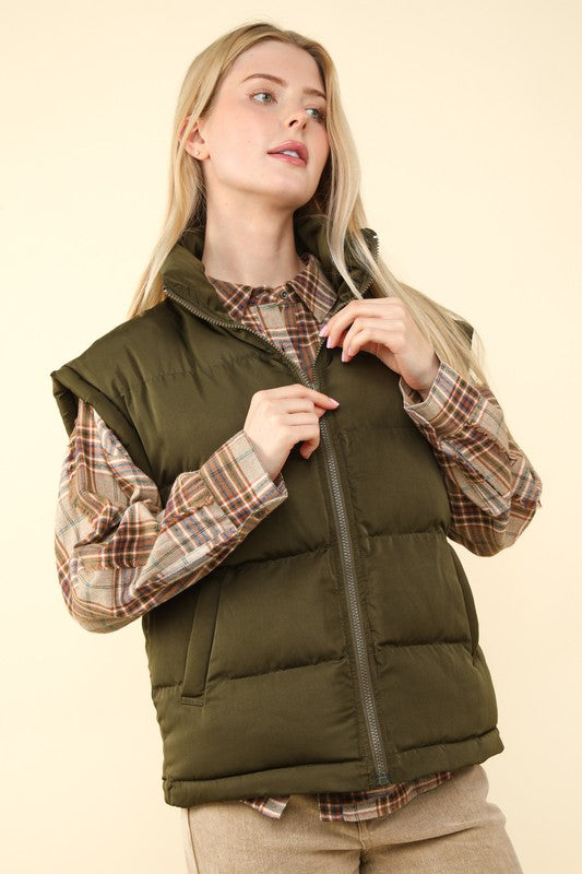 Percy  Olive Puffer Vest