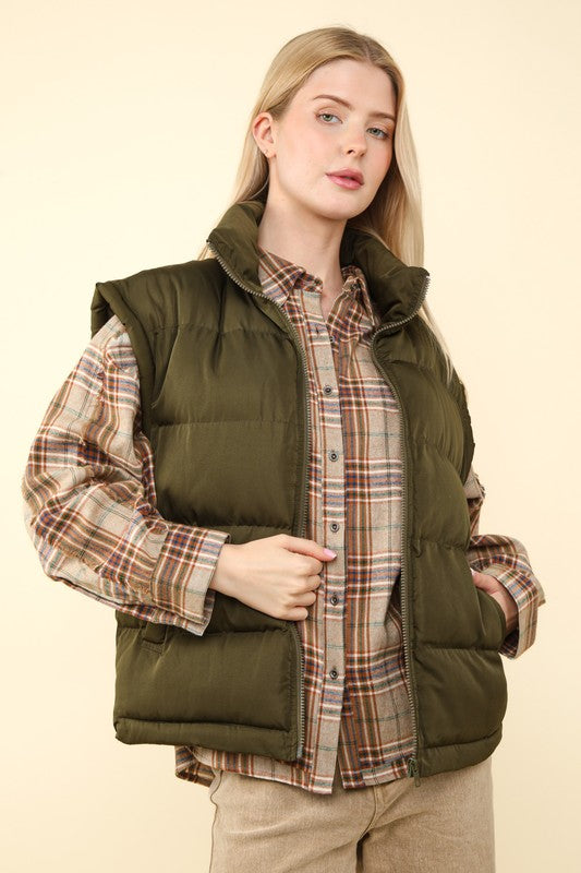 Percy  Olive Puffer Vest