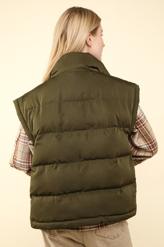 Percy  Olive Puffer Vest