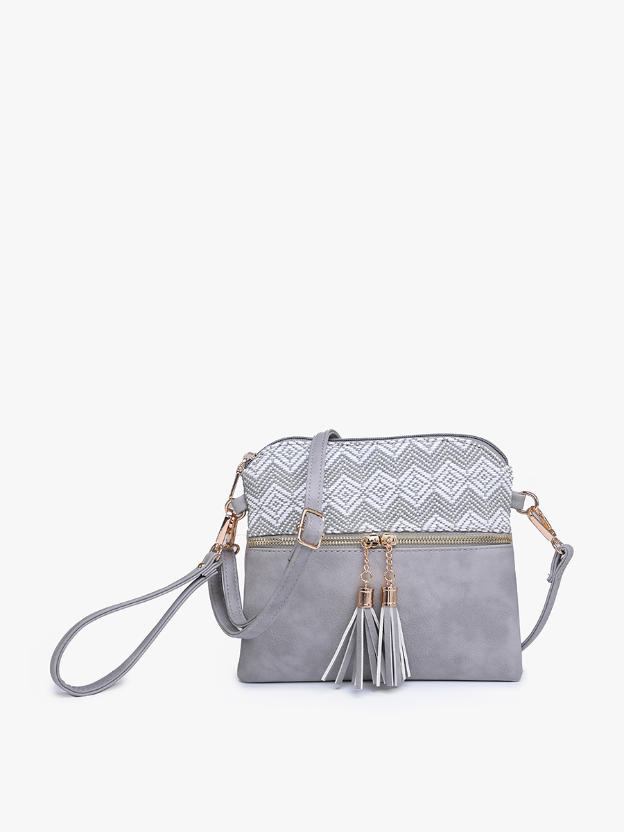 Tara Double Zip Crossbody Bag/Wristlet: Black/Brown