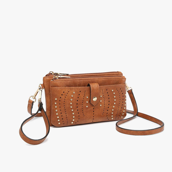 Ayra Studded Front Wallet/Clutch: Brown