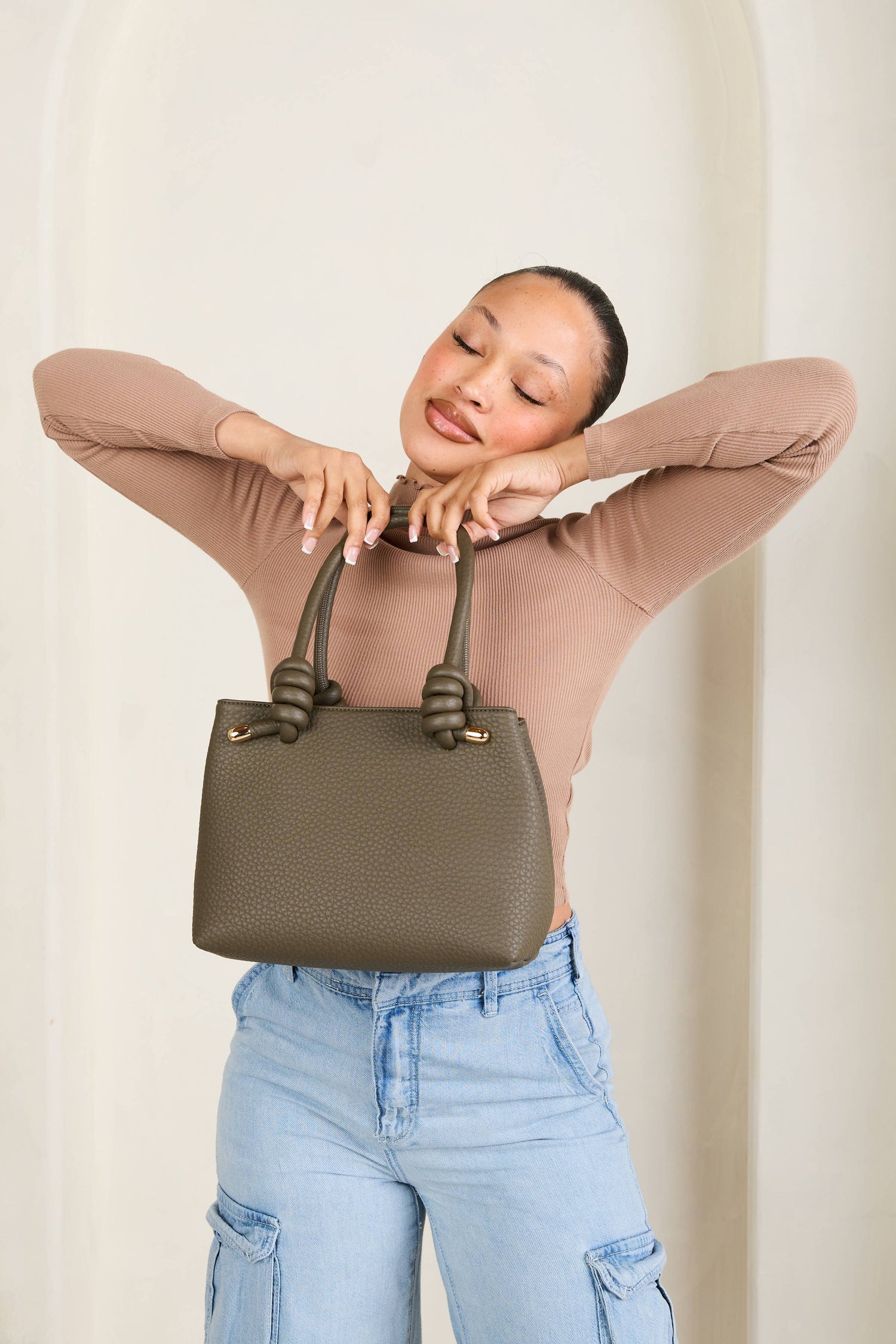 Blair Classic Satchel w/ Knotted Handles &amp; Long Strap: Dark Slate