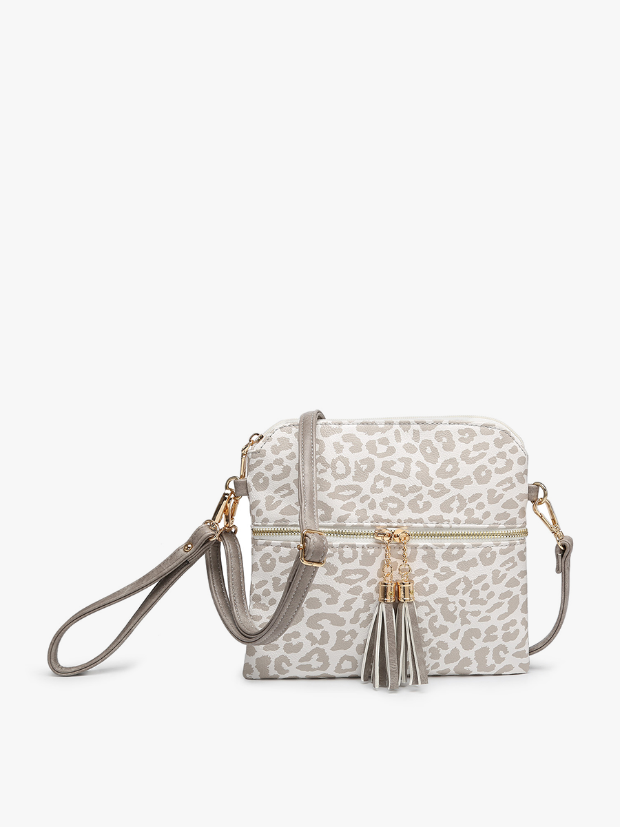 Tara Double Zip Crossbody Bag/Wristlet: Black/Brown