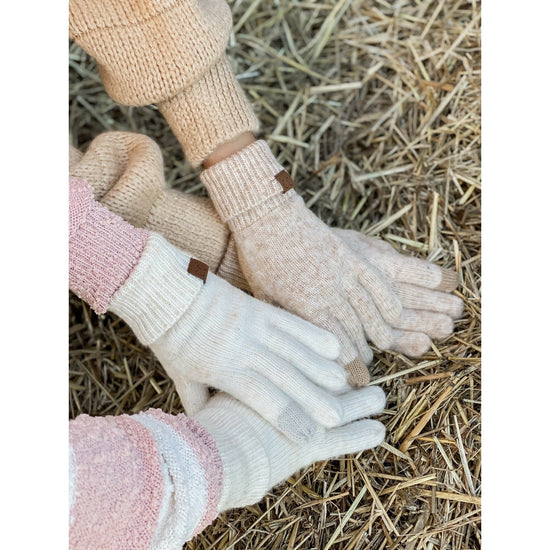 Soft Ribbed Knit Glove - Melange Grey