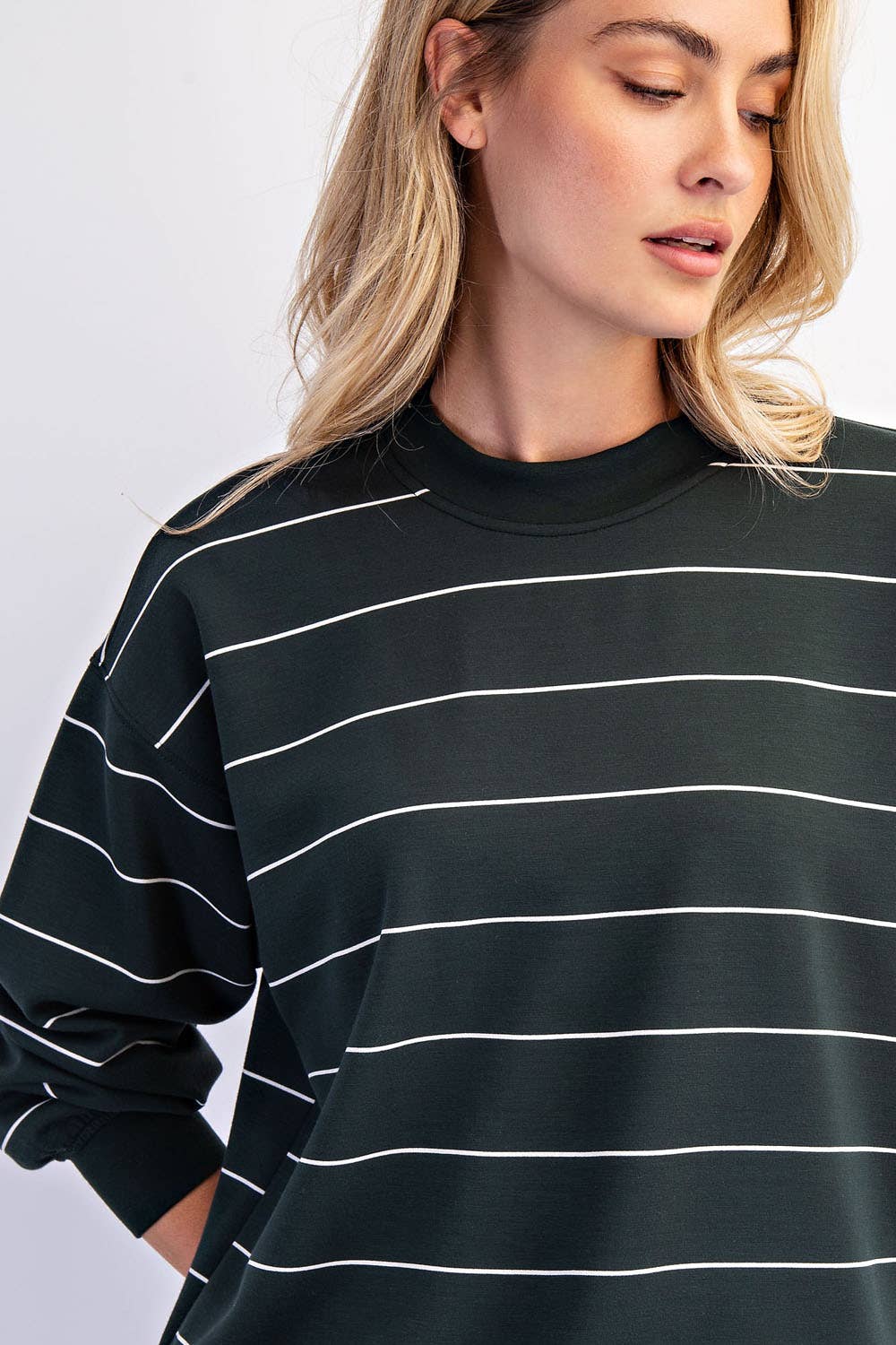 Scuba Striped Sweatshirt: Dk Cherry/Cream