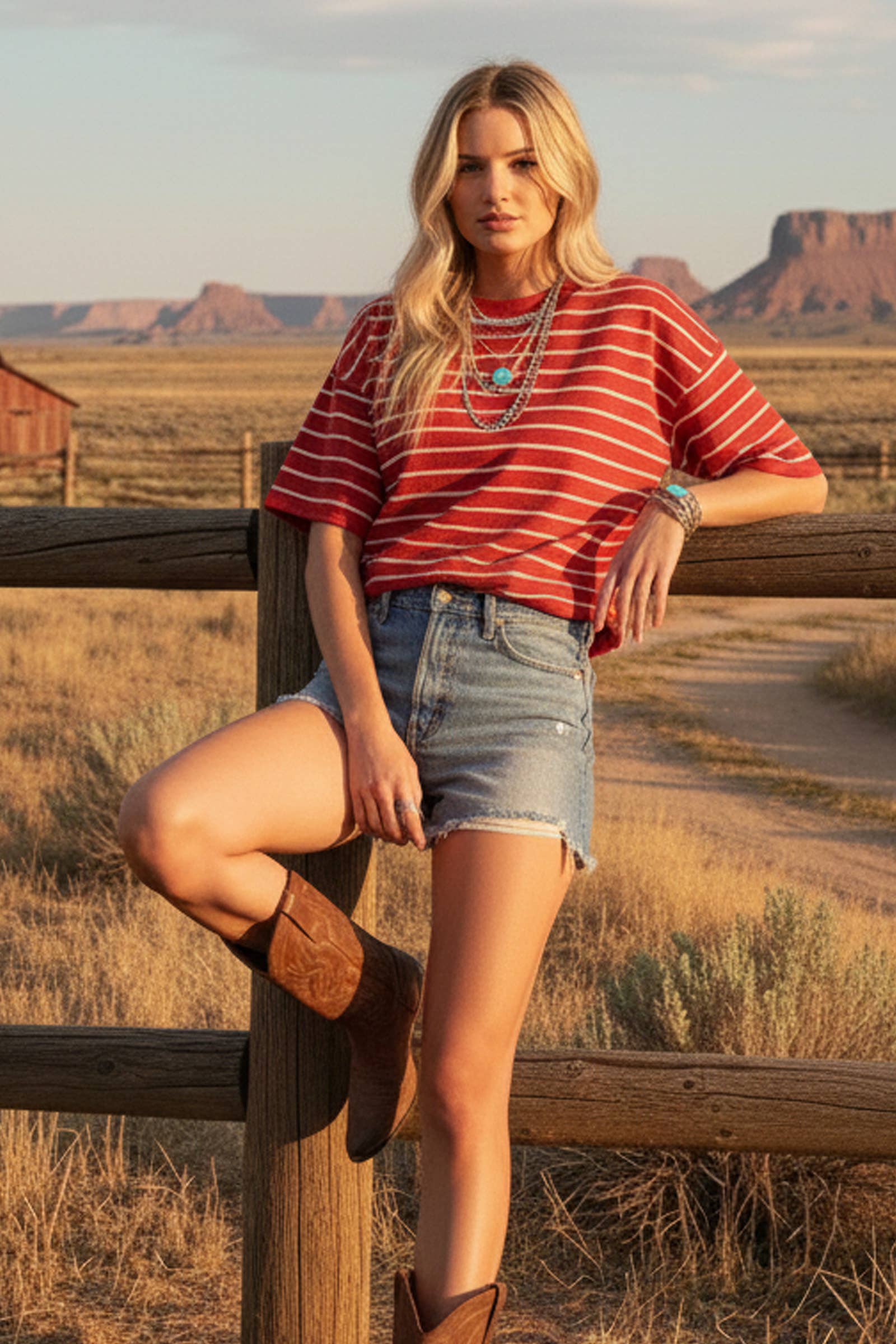 Striped Knit Short Sleeve Top: TAUPE/WHITE