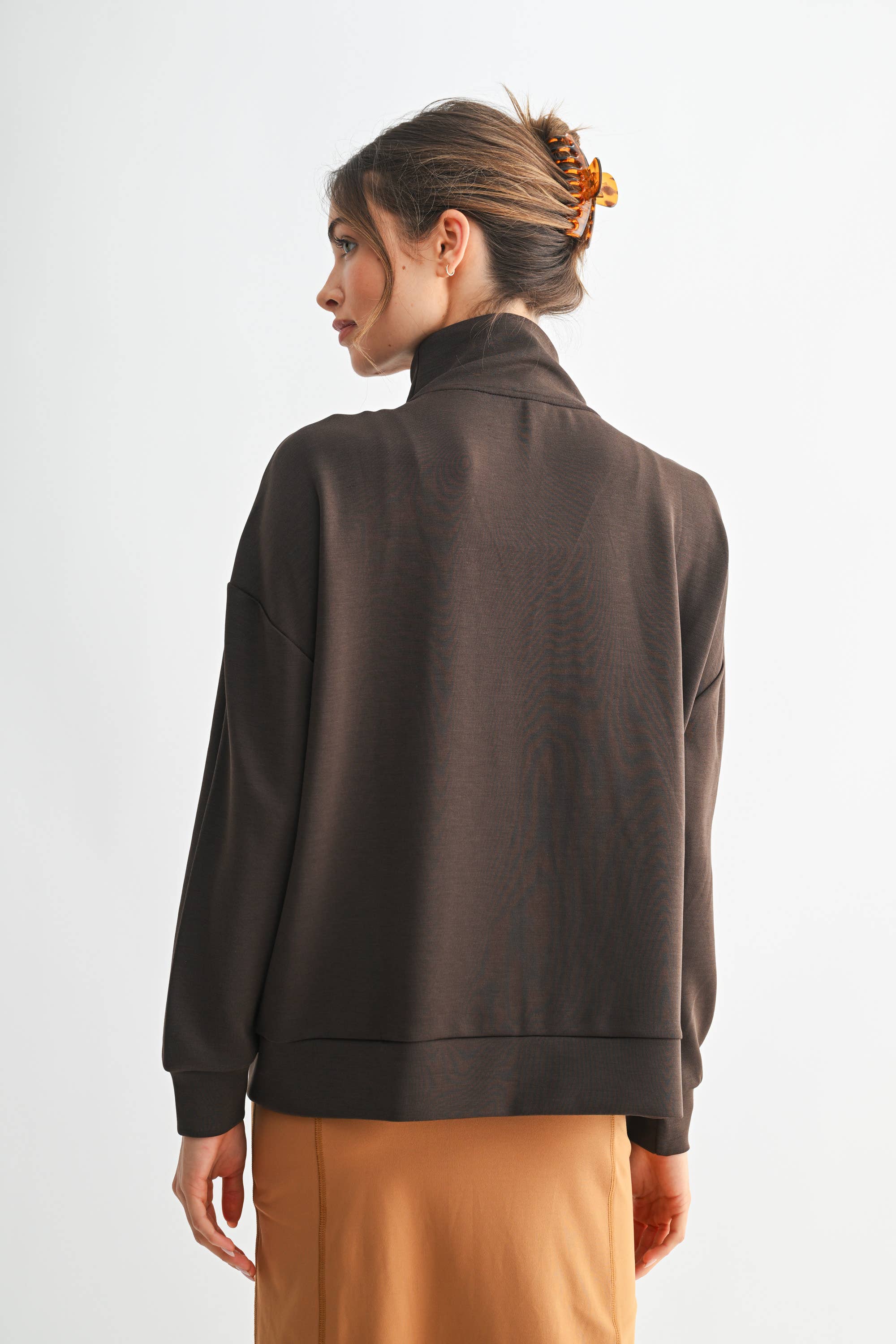 Laguna Gold Trim Scuba Zip-Up Jacket: Black