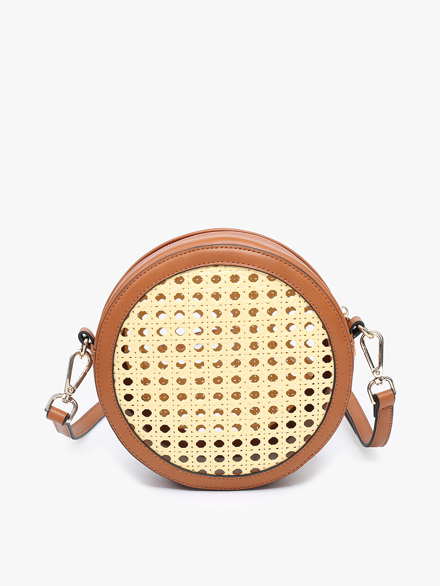 Francis Rattan Circular Crossbody: White/Grey