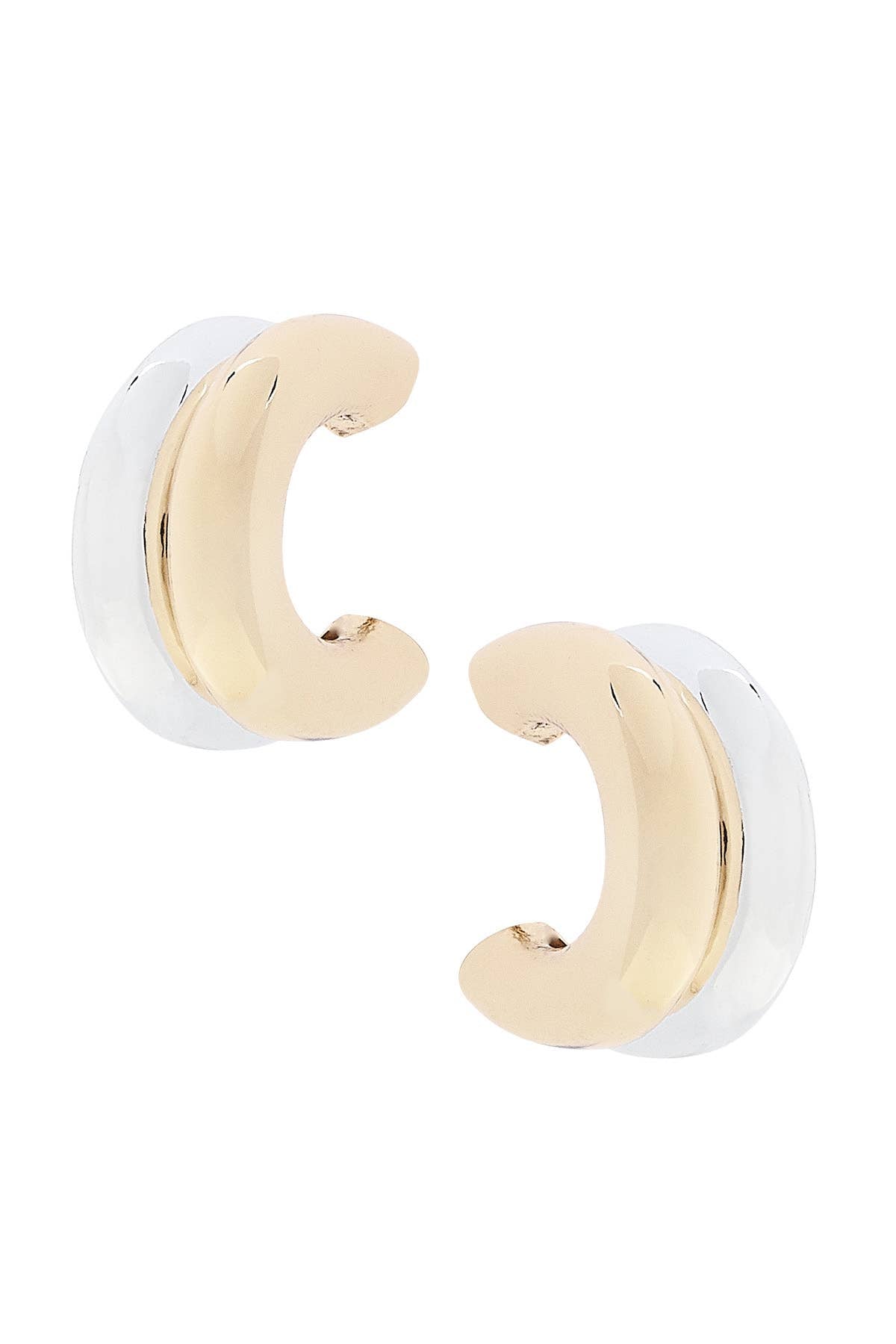 Dylan Mini Double Hoop Earrings in Shiny Two Tone