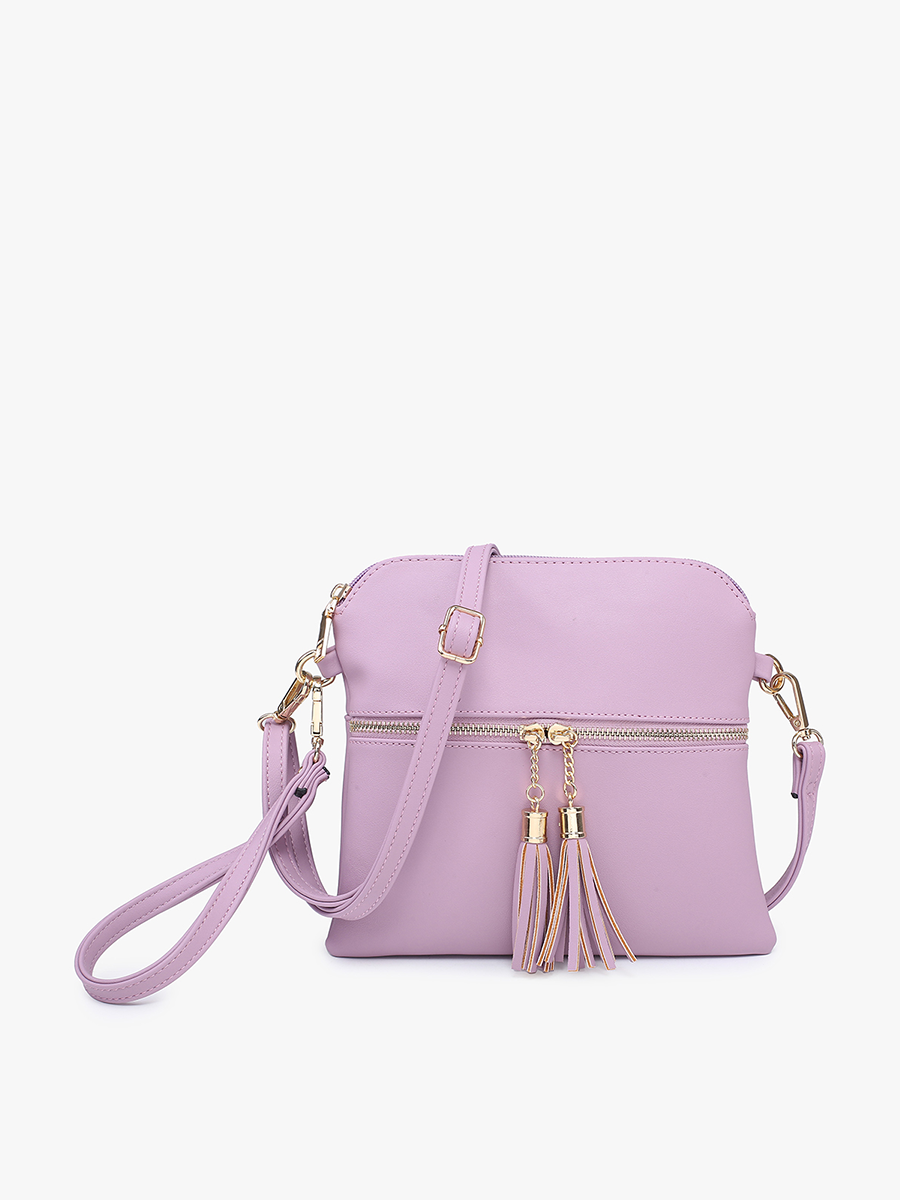 Tara Double Zip Crossbody Bag/Wristlet: Black/Brown