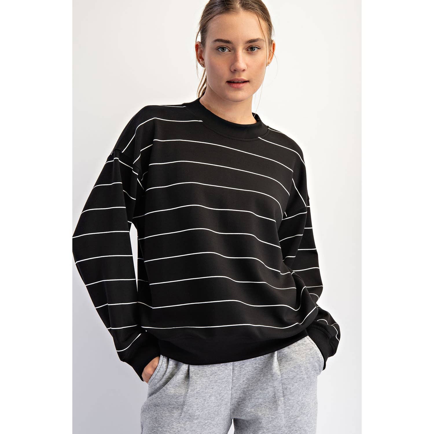 Scuba Striped Sweatshirt: Dk Cherry/Cream