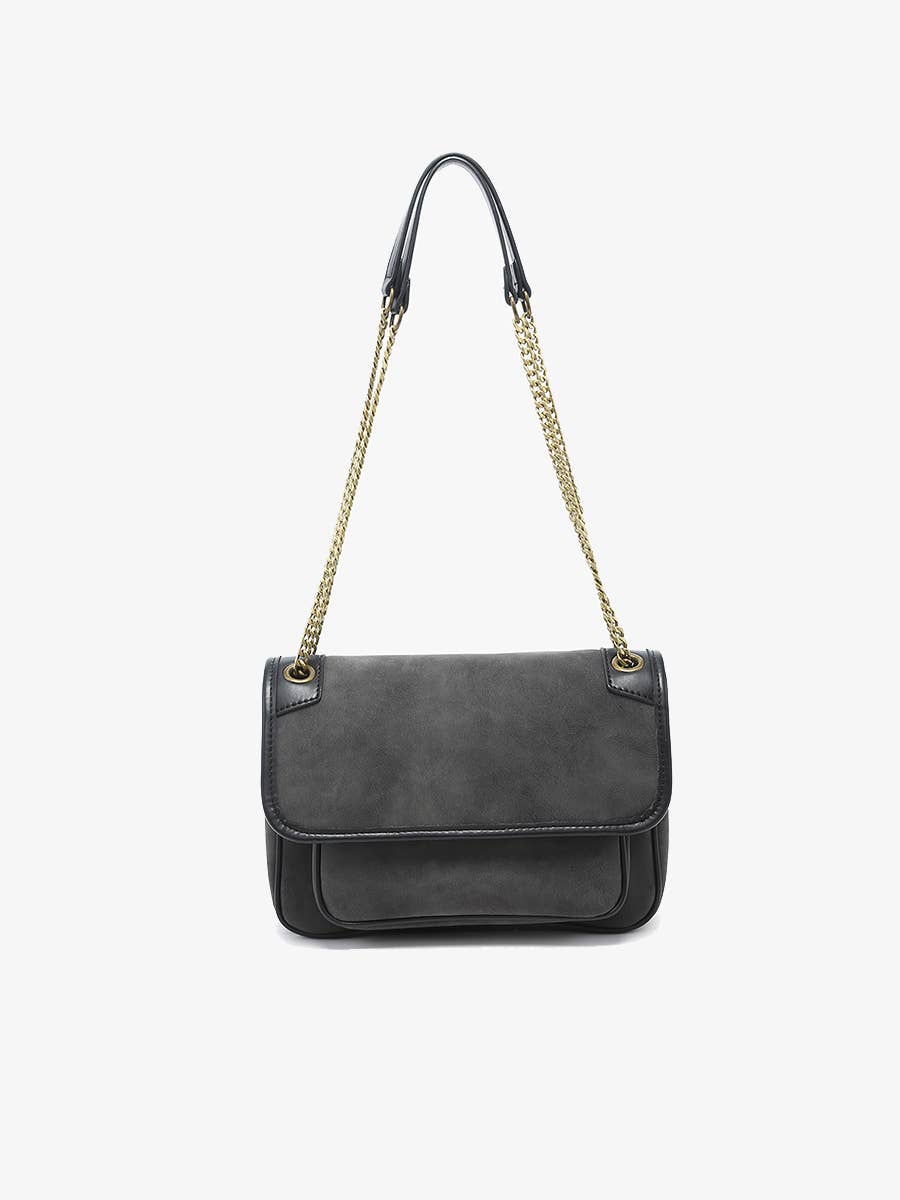 Nola Convertible Suede Crossbody Bag: Espresso